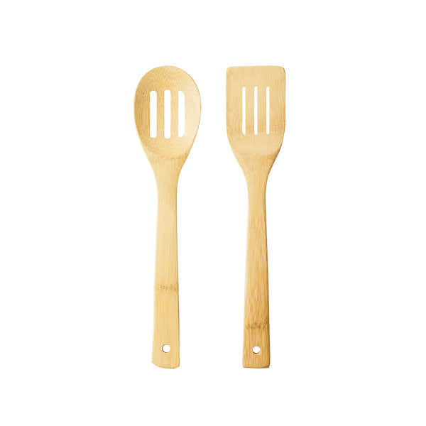 Reusable Slotted Bamboo Spoon and Spatula Set (case)